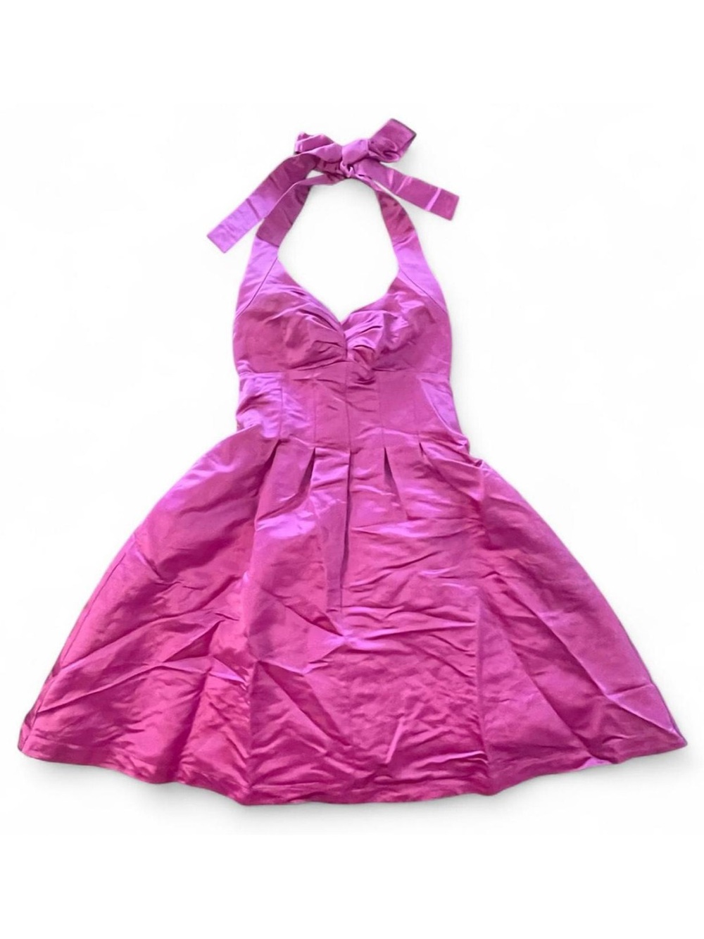 Moda International Silk Halter Dress in Fuschia